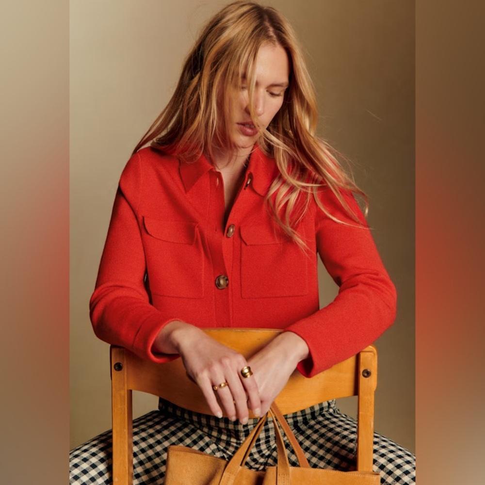 Sezane Red Women's Cardigan Sweater